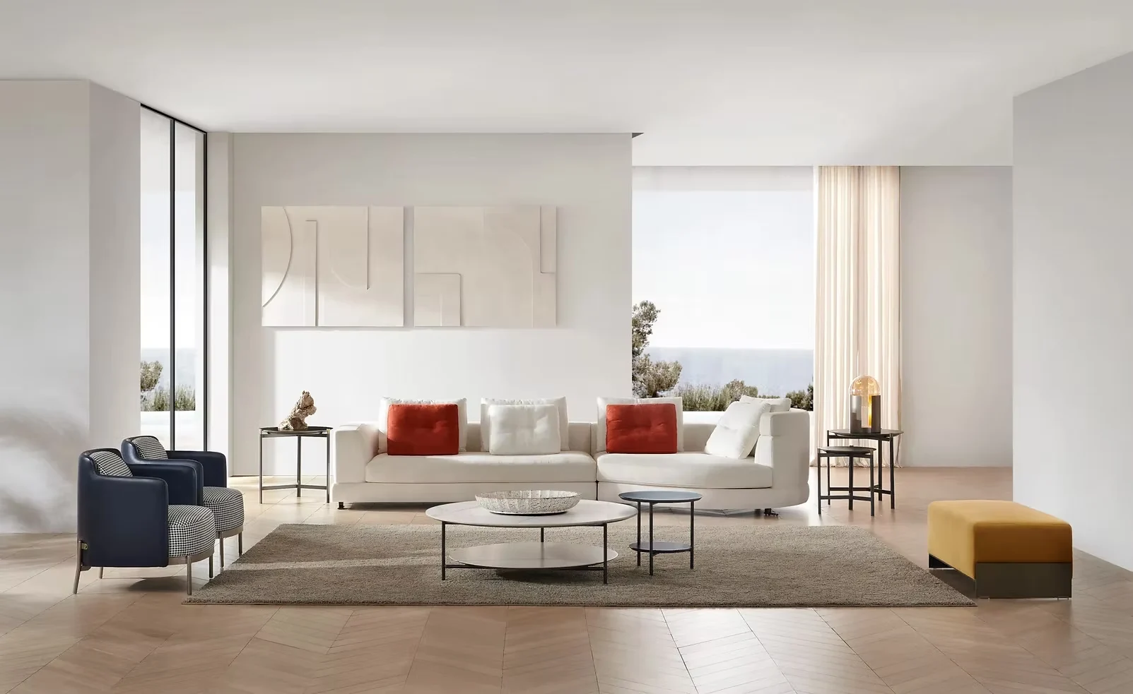 Sofa cong vải lanh thoáng mát, hiện đại – CARLA